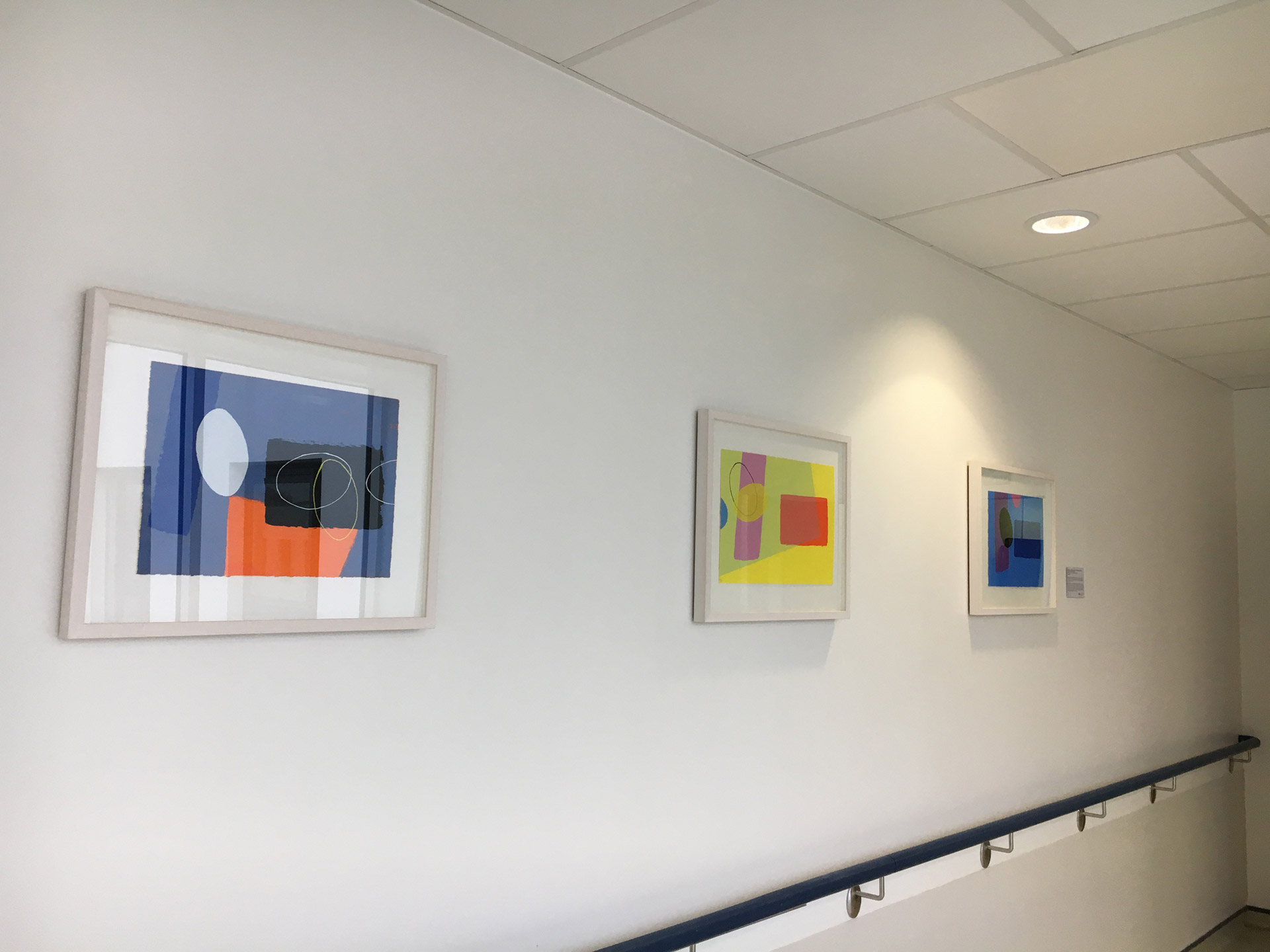 Wilhelmina Barns-Graham, Tonic Arts Collection. From L to R: Cobalt and Orange Playing Games, Cobalt Playing Games, Cobalt and Pink Playing Games