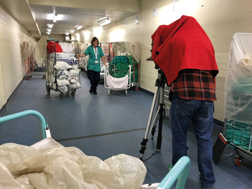 Craig Easton taking a picture of Linda at the Royal Infirmary of Edinburgh