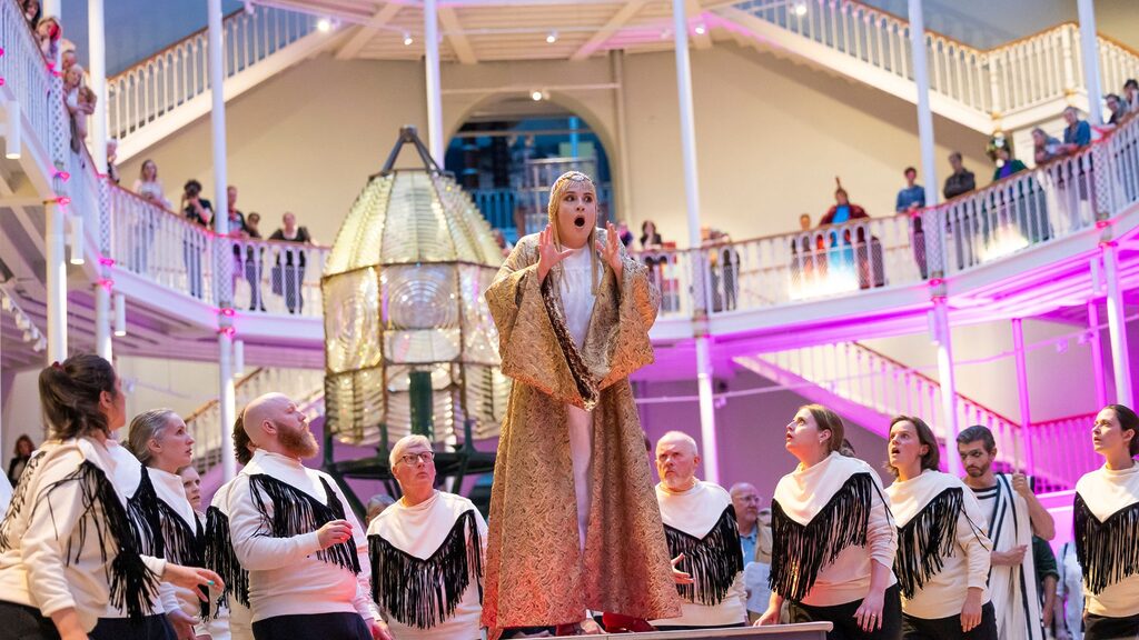 Scottish Opera's Community Chorus perform Oedipus Rex at the National Museum of Scotland as part of the Edinburgh International Festival