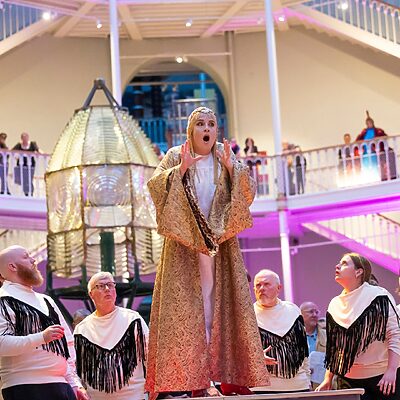 Scottish Opera's Community Chorus perform Oedipus Rex at the National Museum of Scotland as part of the Edinburgh International Festival