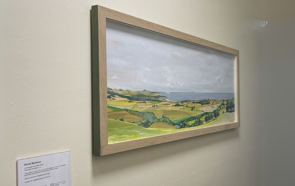 painting and label on the wall at the gate lodge, astley ainslie