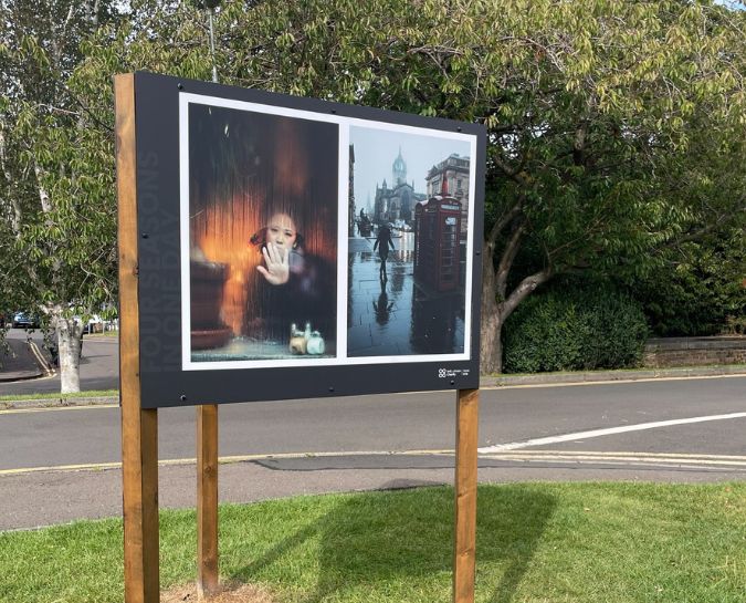 Artwork outside of Astley Ainslie