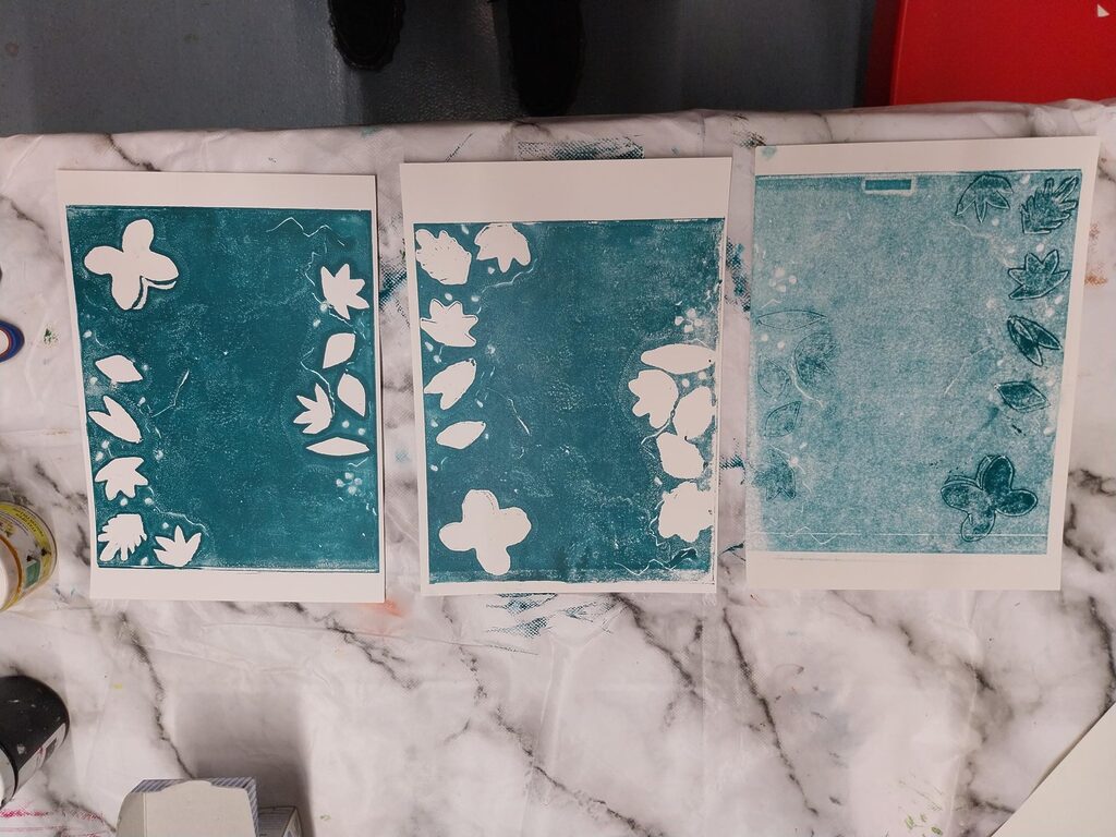 Abstract artwork in blue and white