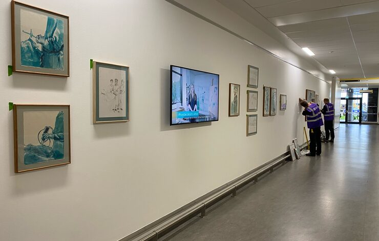 Phoebe leach exhibition being installed