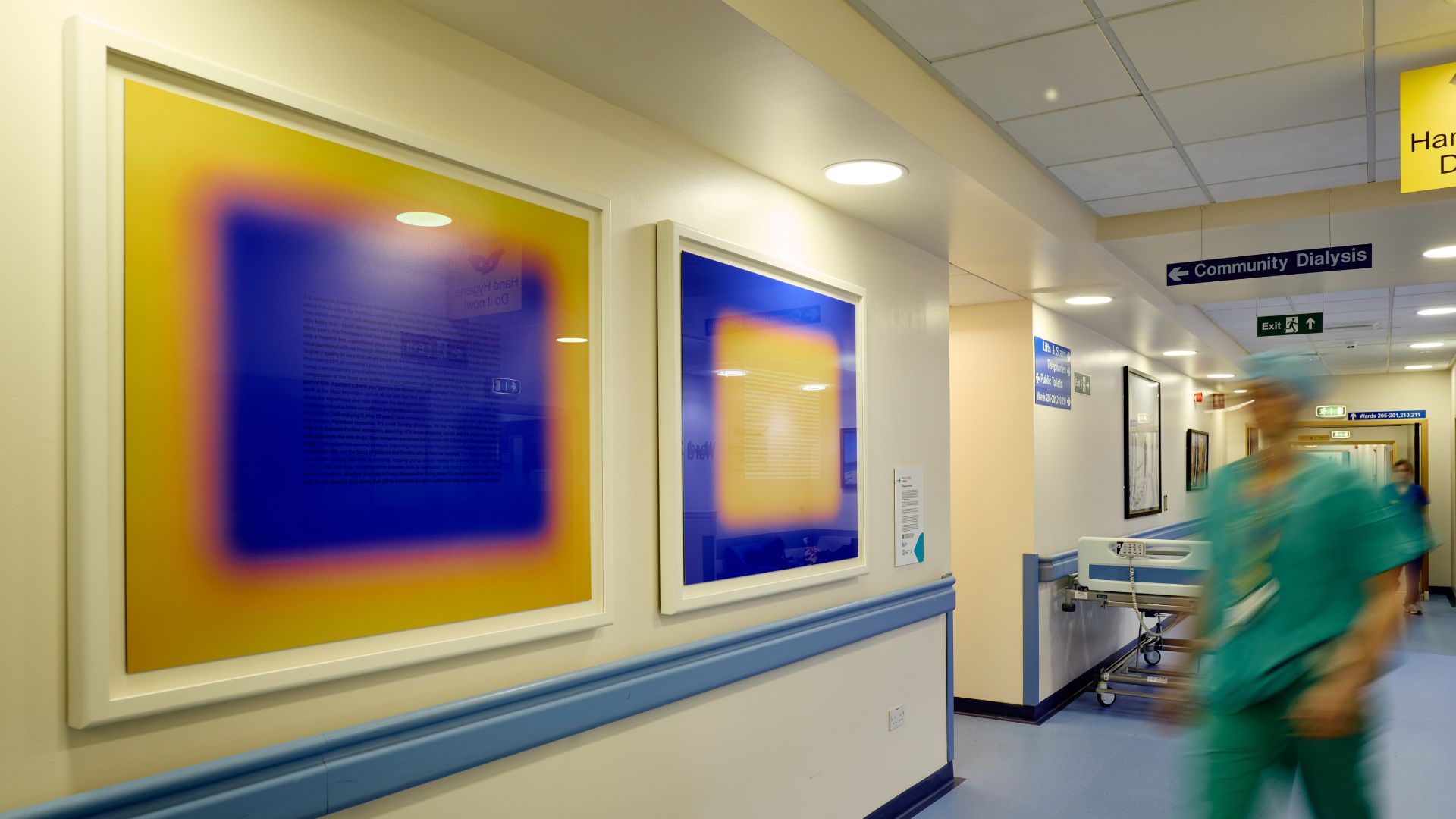 Grateful by Rebecca Milling in the corridor of the Royal Infirmary of Edinburgh outside the Transplant Unit