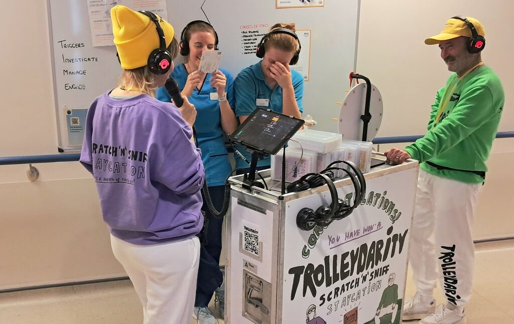 Staff enjoying the Trolleydarity sensory adventure at the Western General