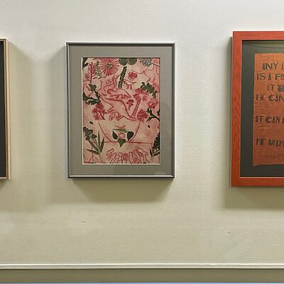 artwork produced by patients on display in a hospital exhibition