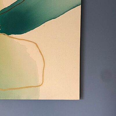 close up of artwork detail in the staff wellbeing space at St John's Hospital